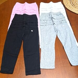 4 pairs Kids Ruffle Leggings Set - Pink, Black, Gray, White